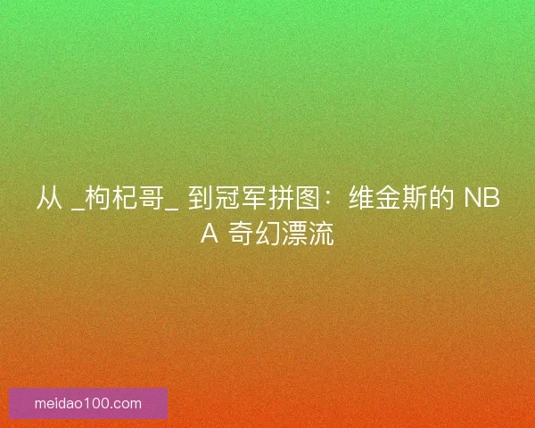 从 _枸杞哥_ 到冠军拼图：维金斯的 NBA 奇幻漂流