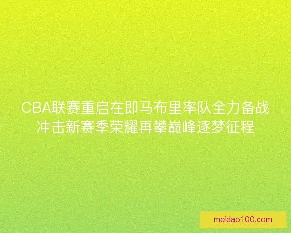 CBA联赛重启在即马布里率队全力备战冲击新赛季荣耀再攀巅峰逐梦征程 CBA联赛重启在即马布里率队全力备战冲击新赛季荣耀再攀巅峰逐梦征程