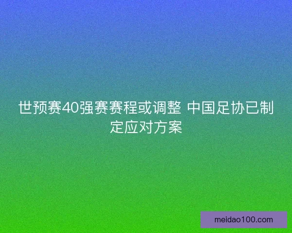 世预赛40强赛赛程或调整 中国足协已制定应对方案