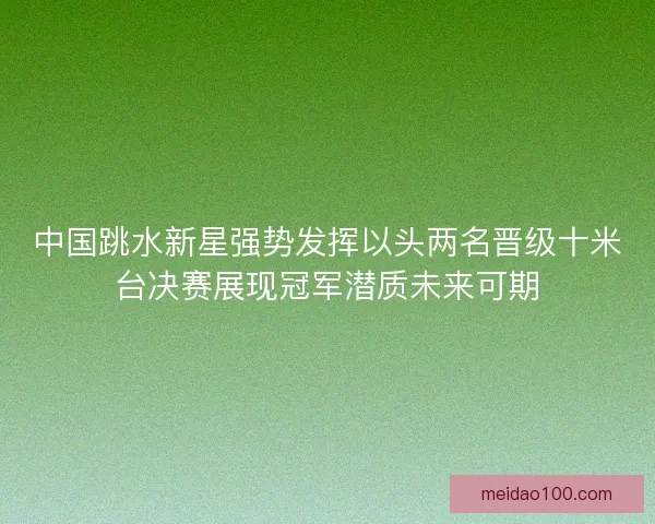 中国跳水新星强势发挥以头两名晋级十米台决赛展现冠军潜质未来可期 中国跳水新星强势发挥以头两名晋级十米台决赛展现冠军潜质未来可期